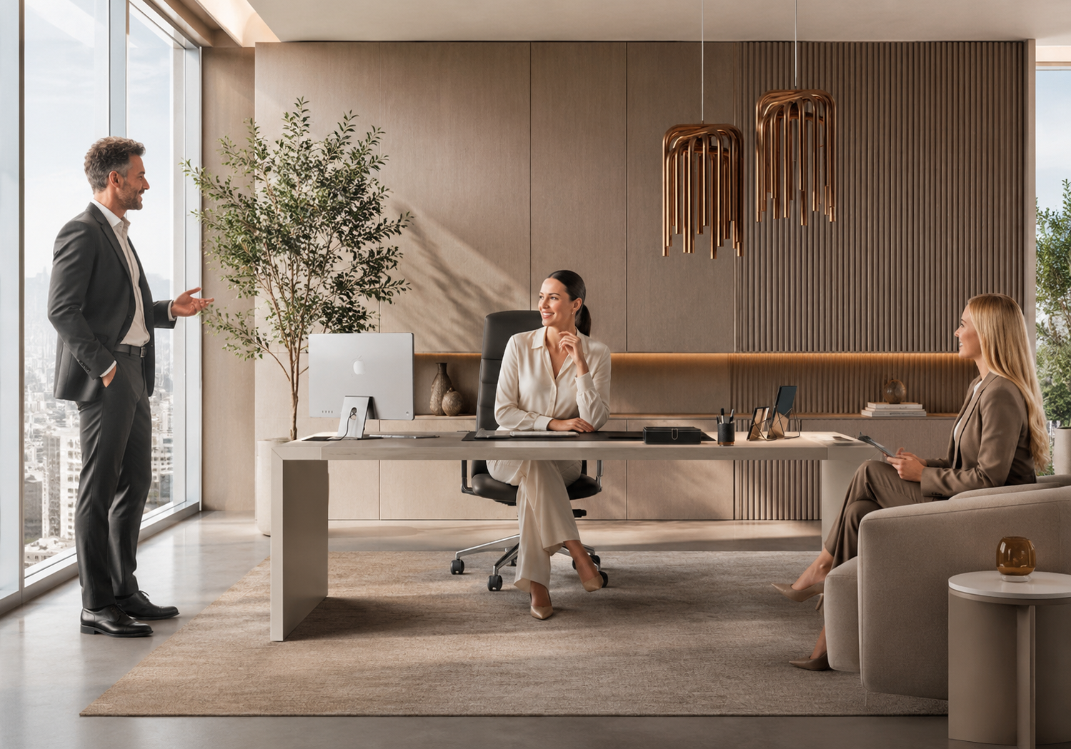 Collezione 510 piano direzionale con inserto in cuoietto